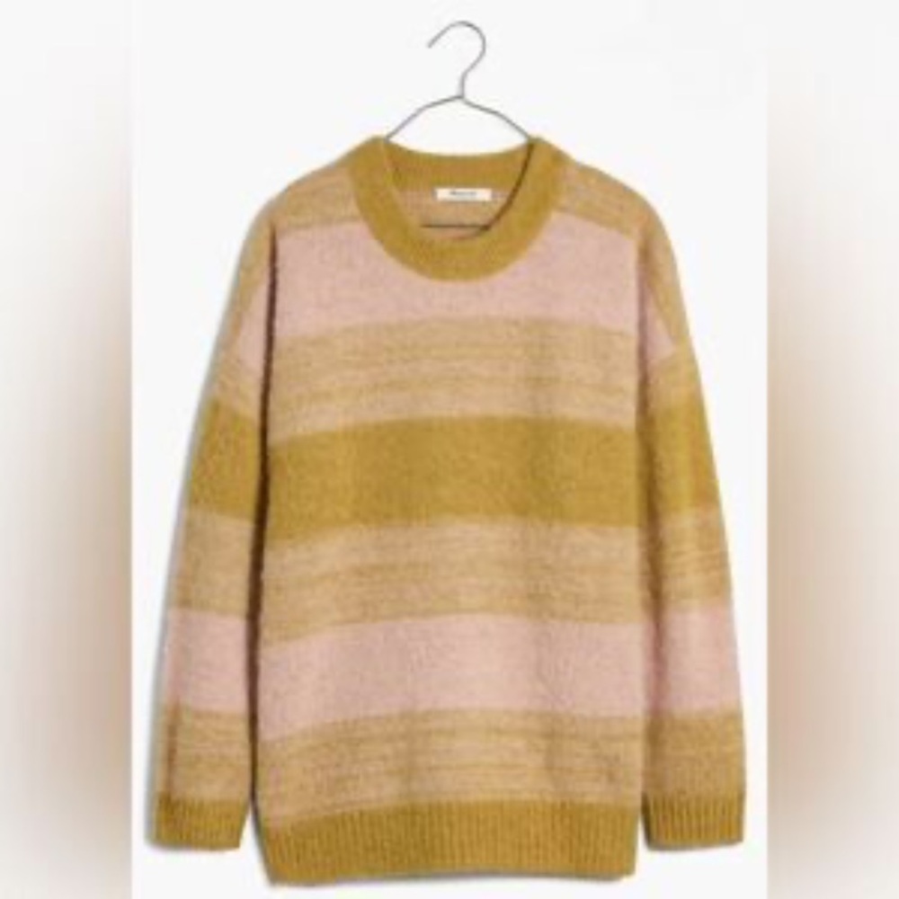 New Madewell Otis Space dye Alpaca Blend Striped Gradient Fall Autumn Sweater S